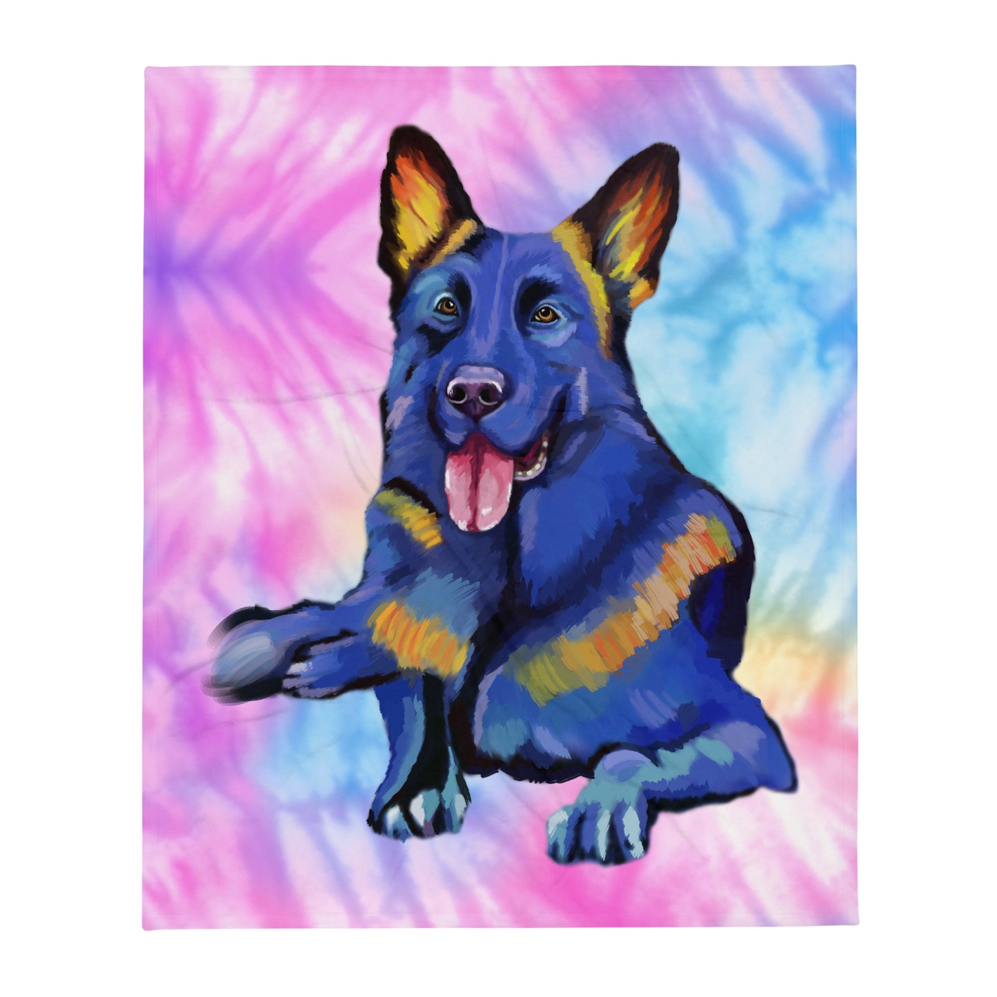German Shepherd Hand Drawn Throw Blanket