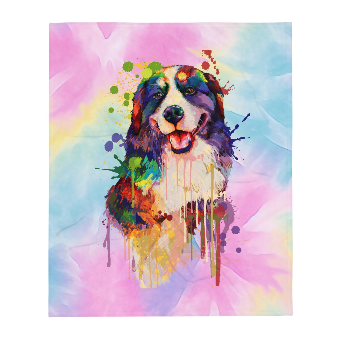 Bernese Mountain Dog Hand Drawn Throw Blanket