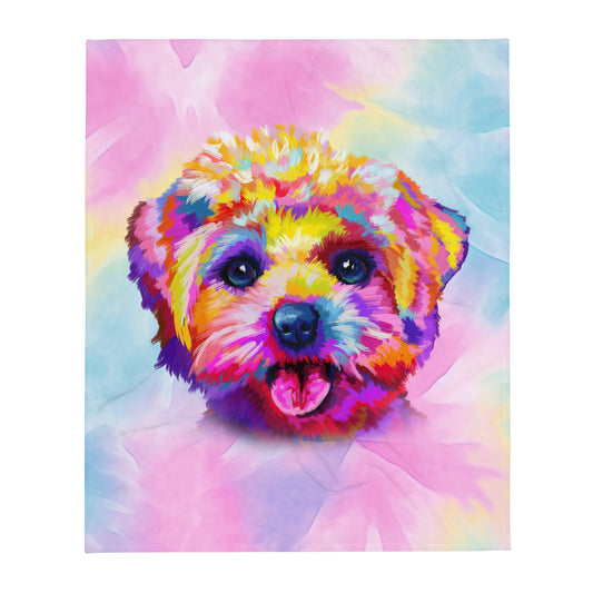 Bichon Frises Dog Hand Drawn Throw Blanket