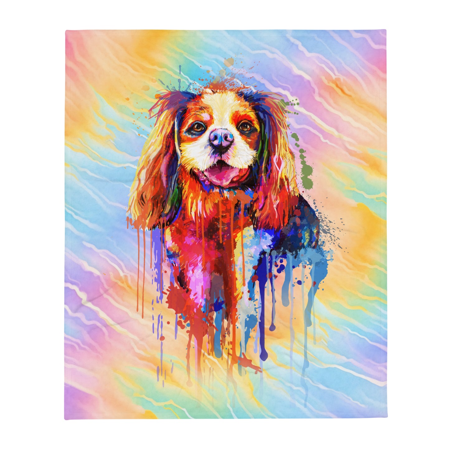 Cavalier Dog Hand Drawn Dog Lovers Throw Blanket