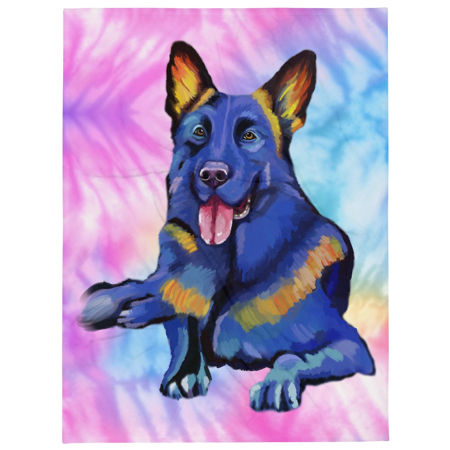 German Shepherd Hand Drawn Throw Blanket