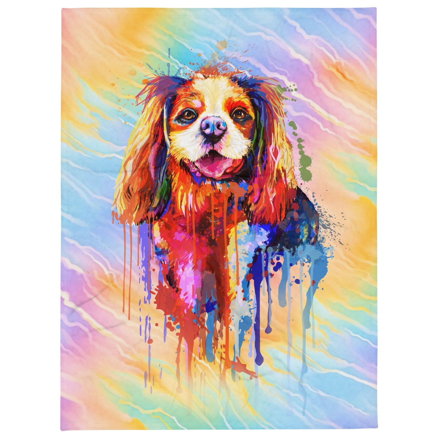 Cavalier Dog Hand Drawn Dog Lovers Throw Blanket