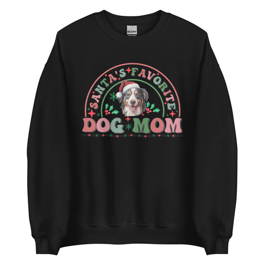 Santa's Favorite Australian Shepherd Dog Mom Christmas Sweatshirt