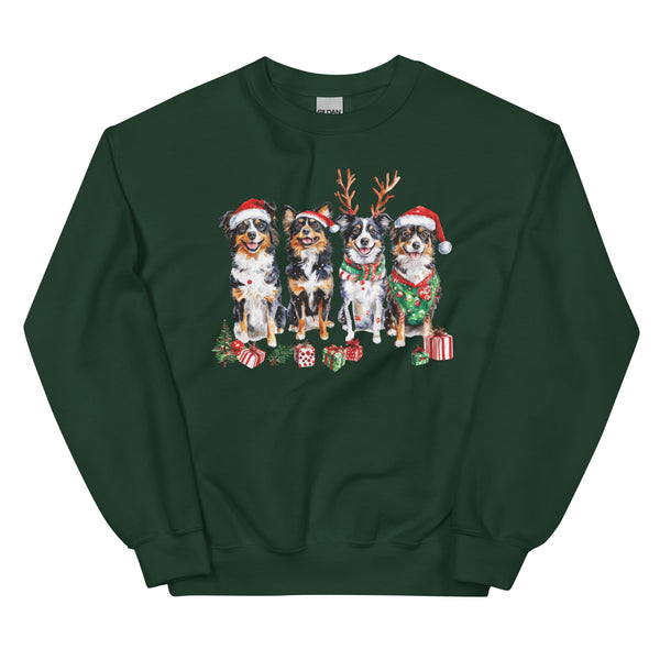 Australian Shepherd Christmas Dogs Sweatshirt Australian Shepherd Christmas Dogs Sweatshirt