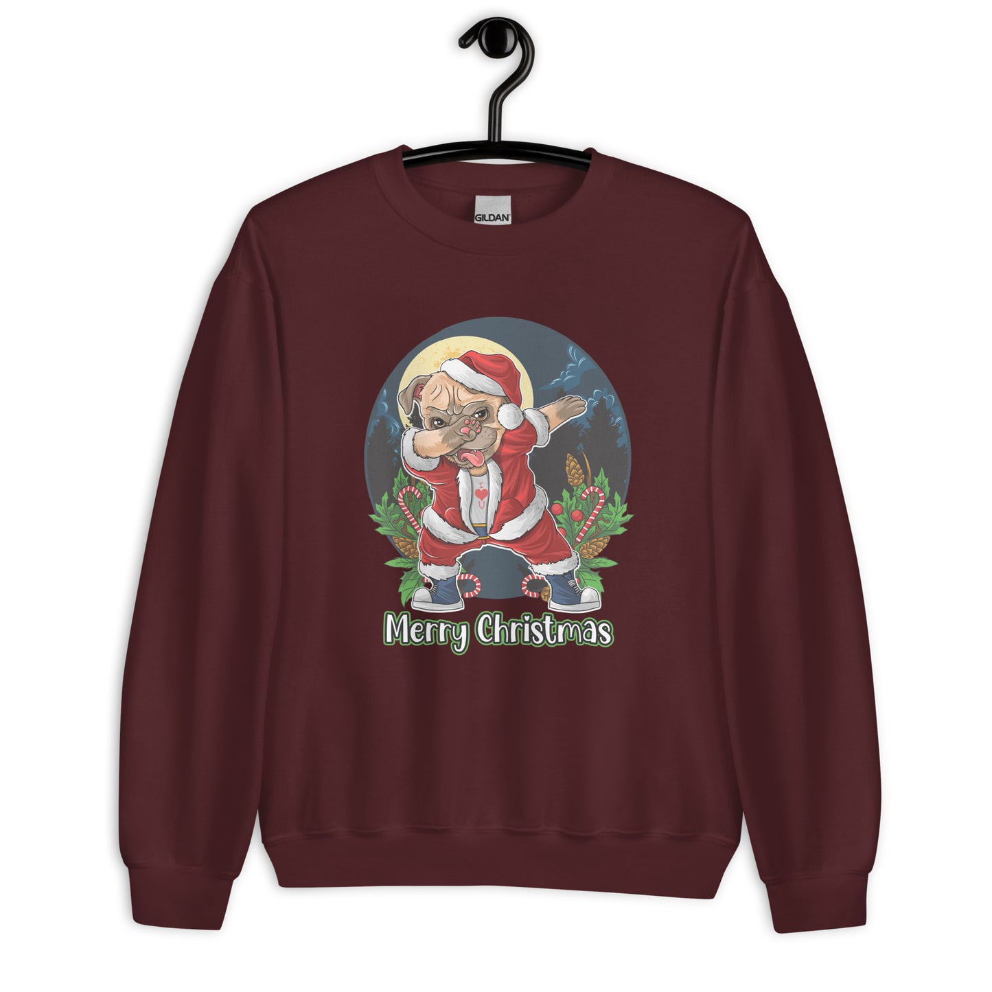 Dabbing Pug Santa Merry Christmas Sweatshirt