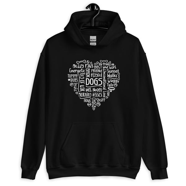 Dog Heart Word Art Unisex Hoodie Dog Heart Word Art Unisex Hoodie