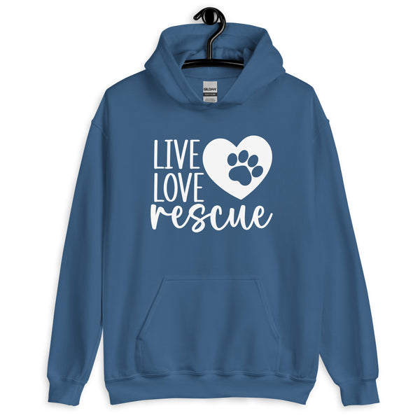 Live Love Rescue Dog Lovers Unisex Hoodie Live Love Rescue Dog Lovers Unisex Hoodie