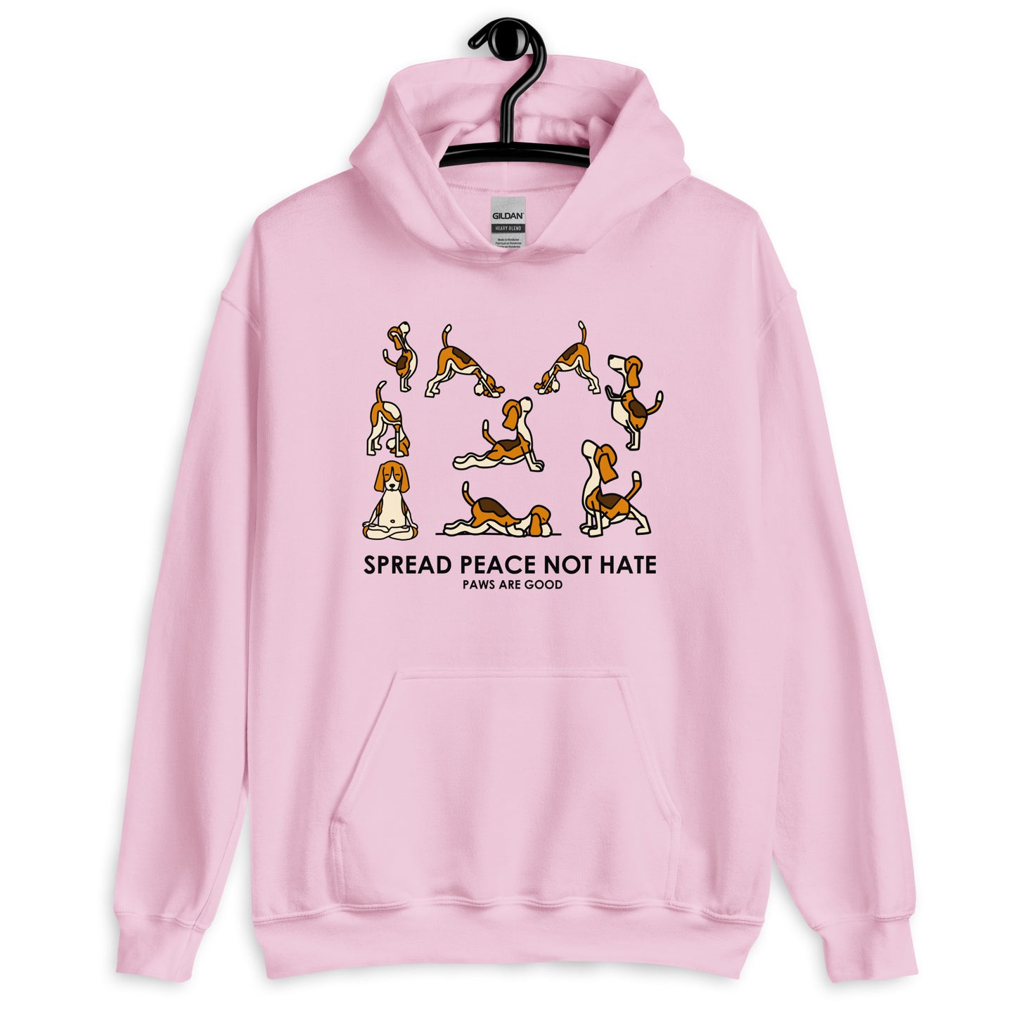 Spread Peace Not Hate Yoga Dogs Unisex Hoodie