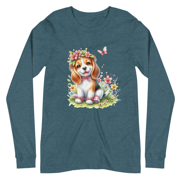 Beagle Dog in Spring Long Sleeve T-Shirt for Dog Mom Beagle Dog in Spring Long Sleeve T-Shirt for Dog Mom