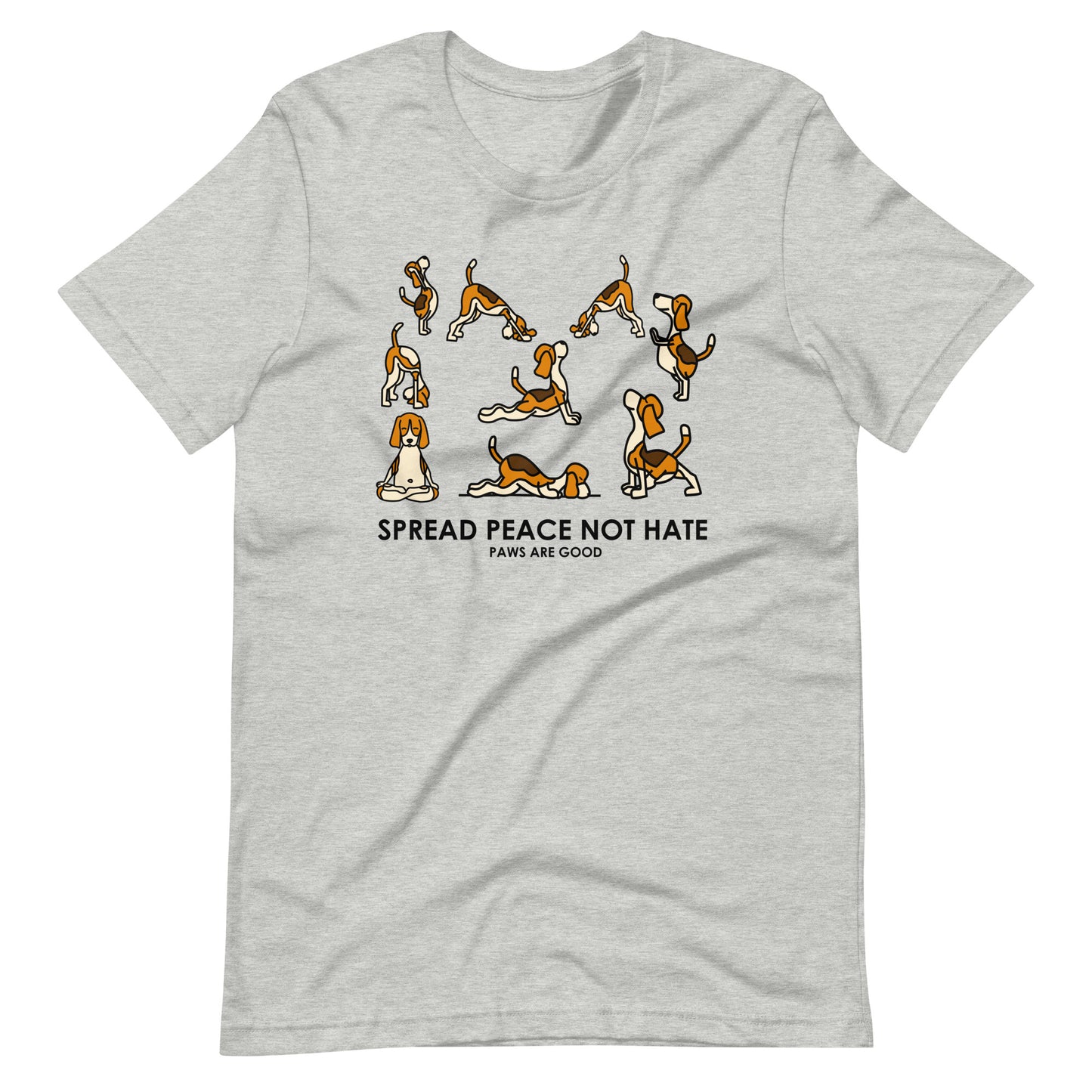 Spread Peace Not Hate Yoga Dogs T-Shirt