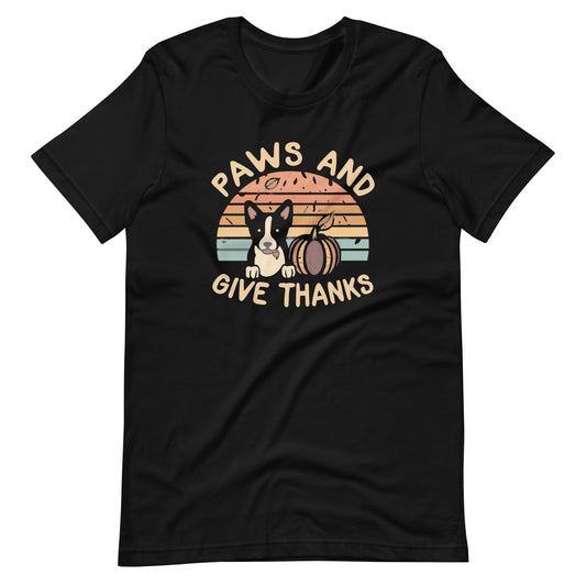 Paws & Give Thanks T-Shirt for Thanksgiving