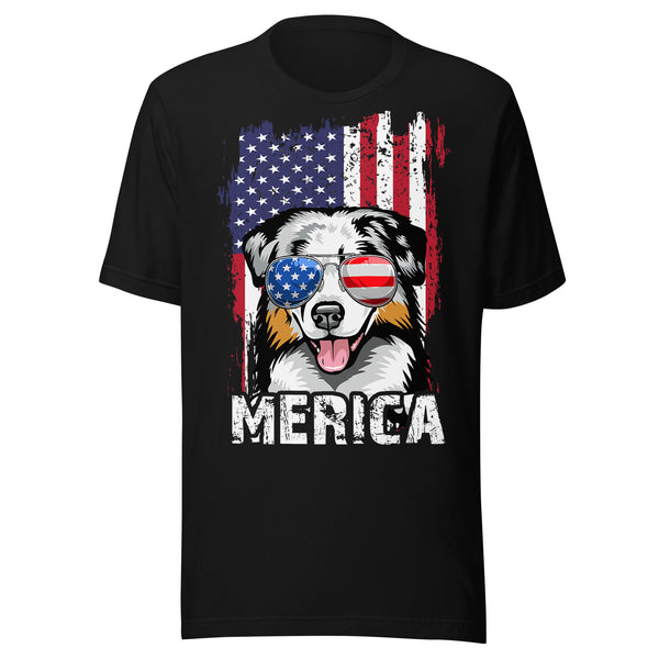 Australian Shepherd 4th of July Merica T-Shirt for Dog Lovers Australian Shepherd 4th of July Merica T-Shirt for Dog Lovers