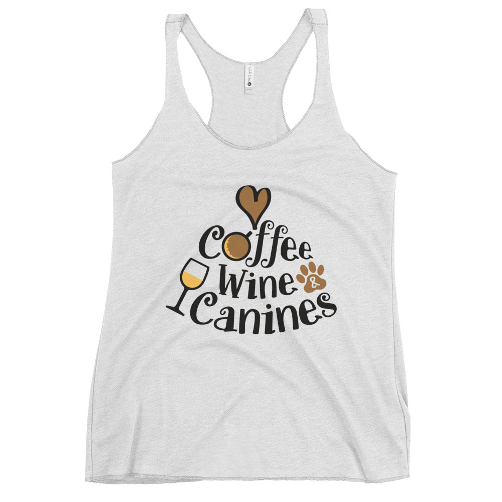 Coffee Wine & Canines Dog Lovers Women's Racerback Tank