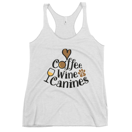 Coffee Wine & Canines Dog Lovers Women's Racerback Tank