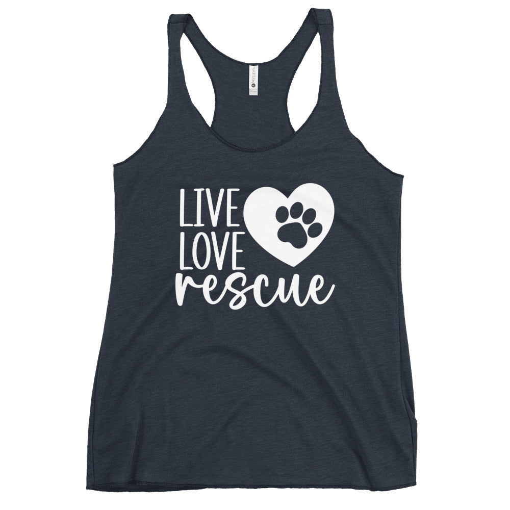 Live Love Rescue Dog Lovers Women's Racerback Tank