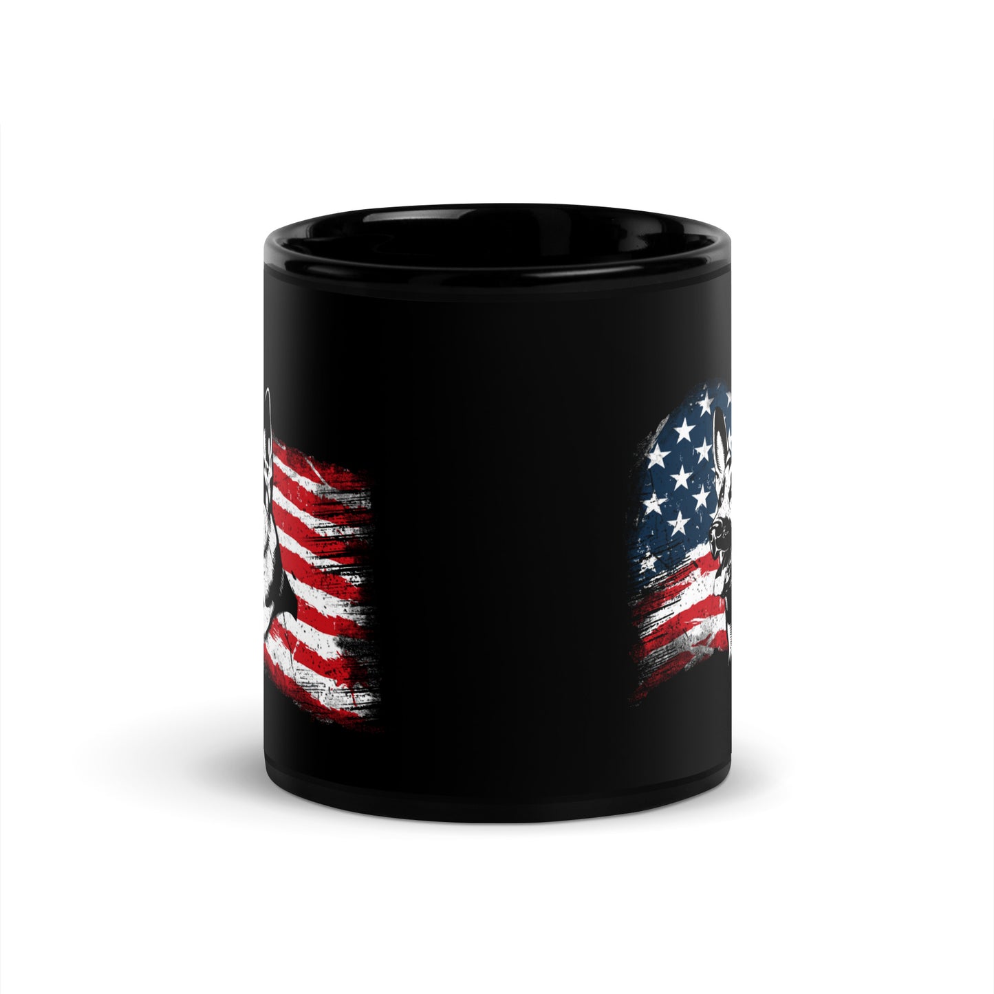 German Shepherd on USA Flag Mug