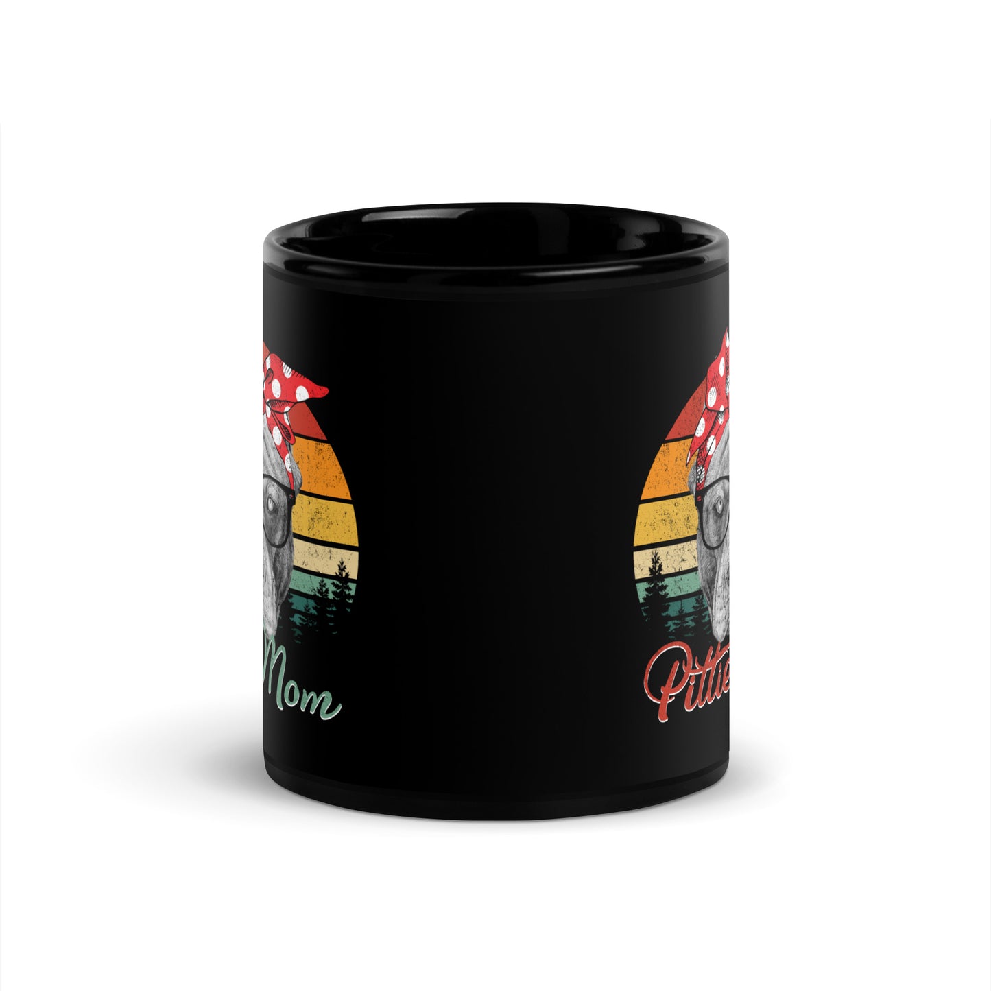 Pittie Dog Mom Black Glossy Mug