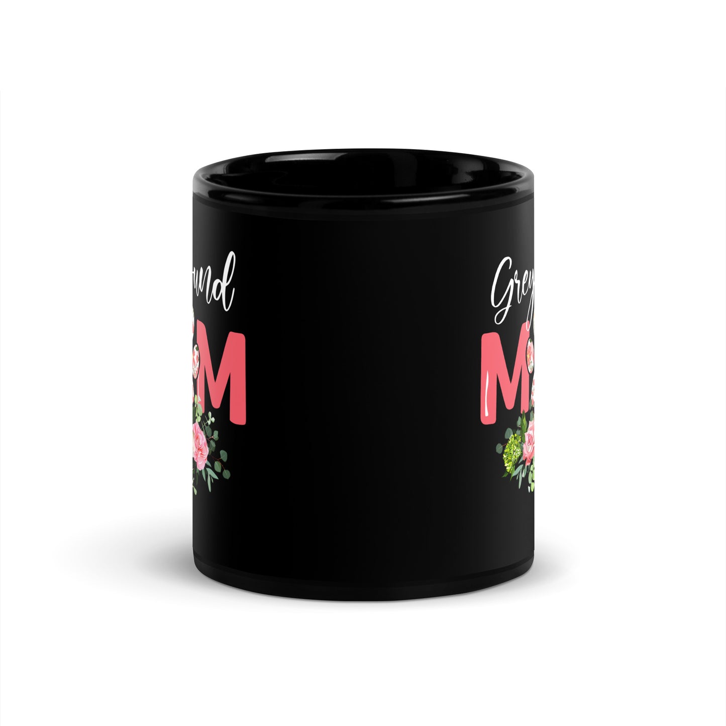 Greyhound Dog Mom Black Glossy Mug