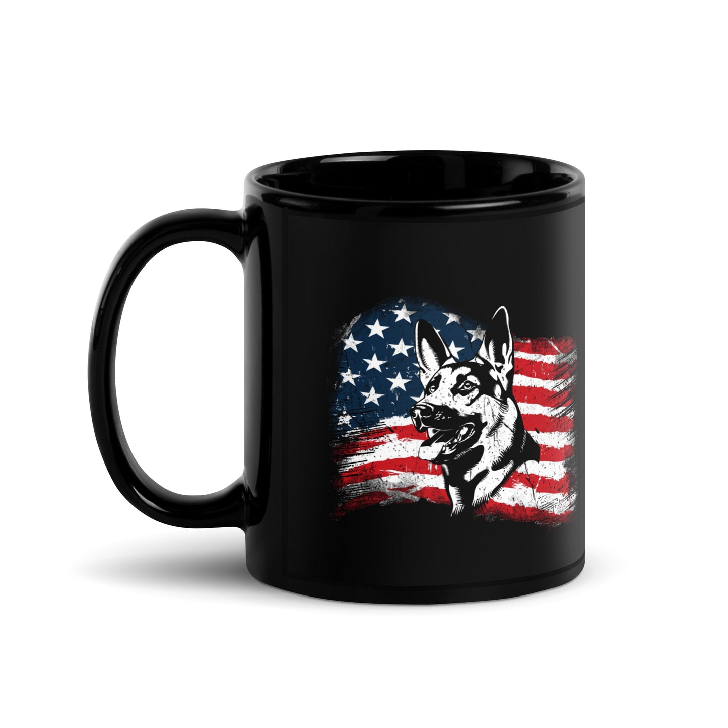 German Shepherd on USA Flag Mug