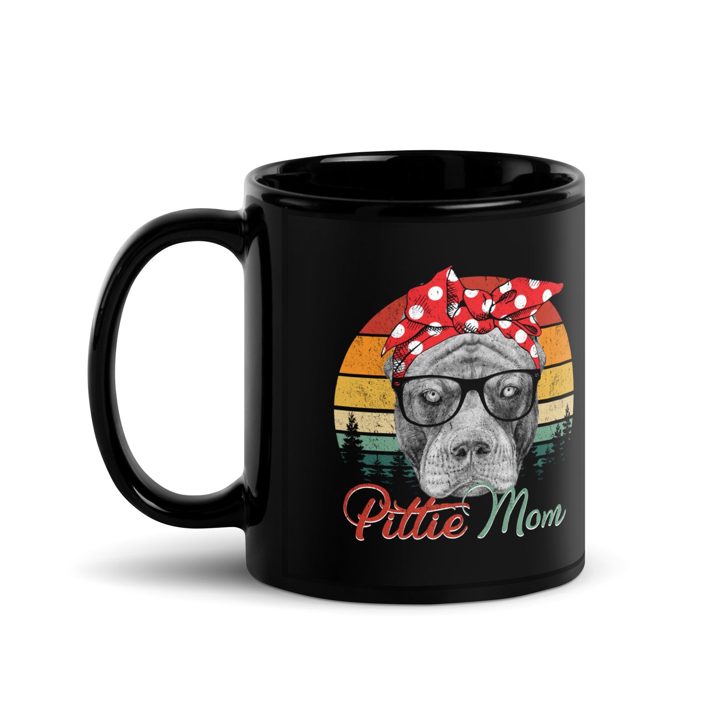 Pittie Dog Mom Black Glossy Mug