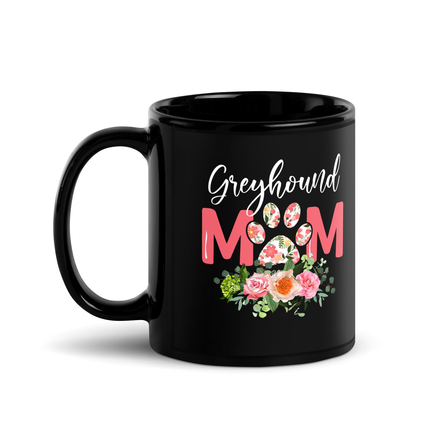 Greyhound Dog Mom Black Glossy Mug