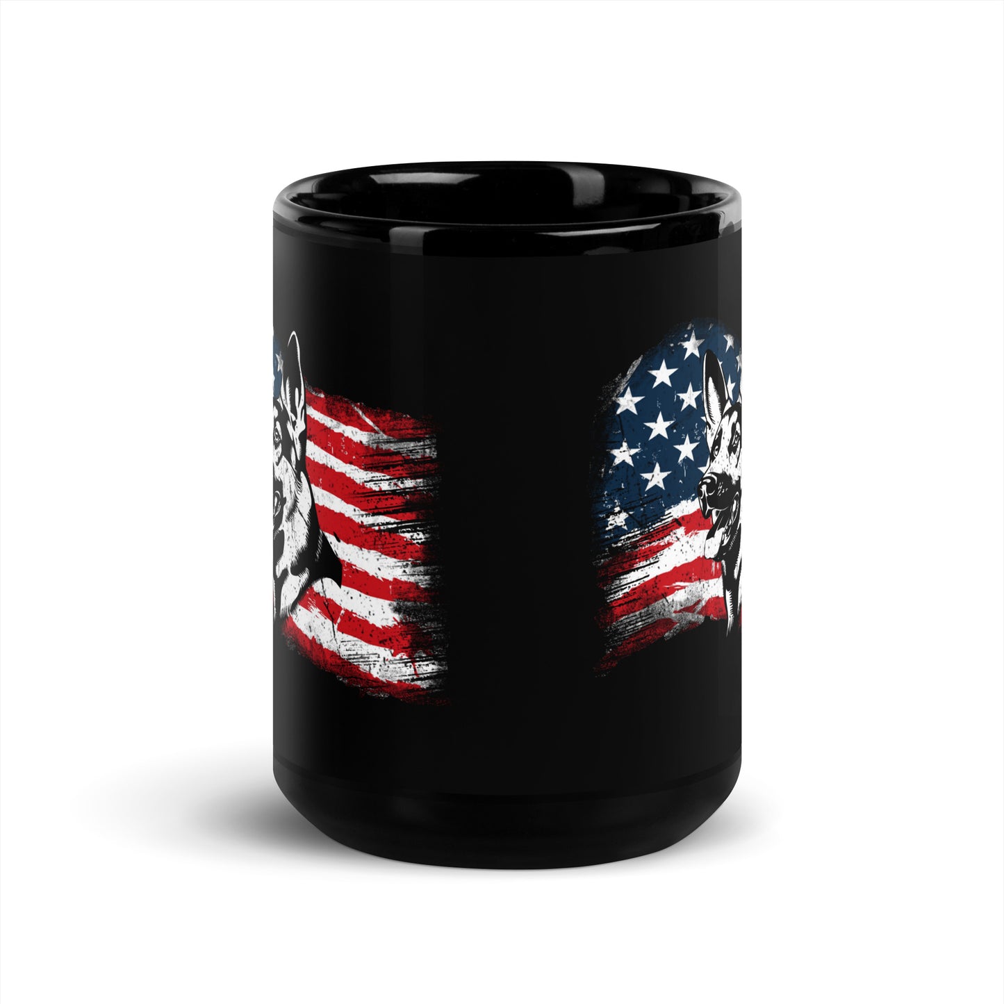 German Shepherd on USA Flag Mug