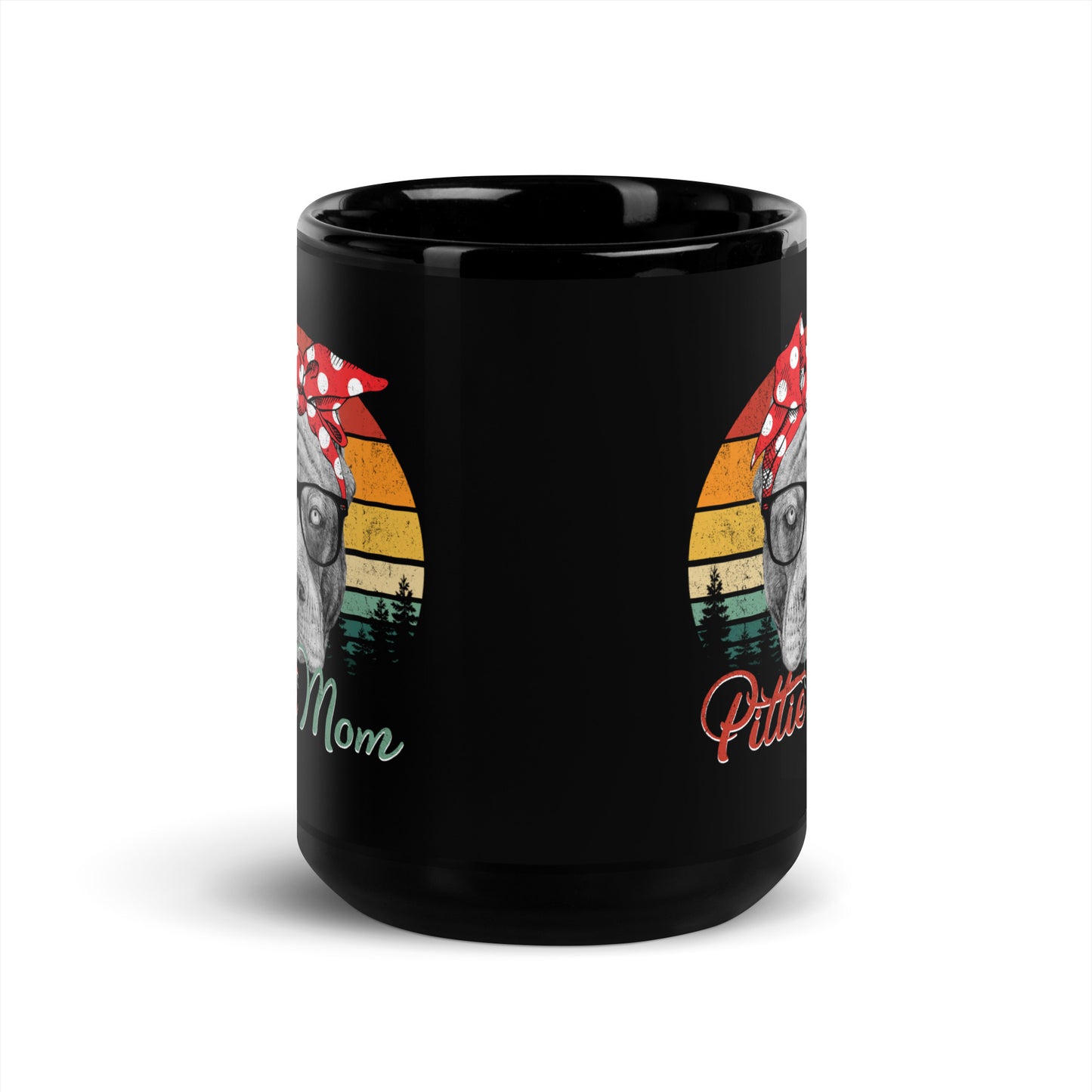 Pittie Dog Mom Black Glossy Mug