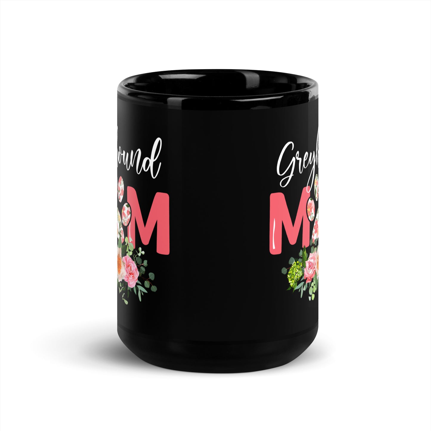 Greyhound Dog Mom Black Glossy Mug