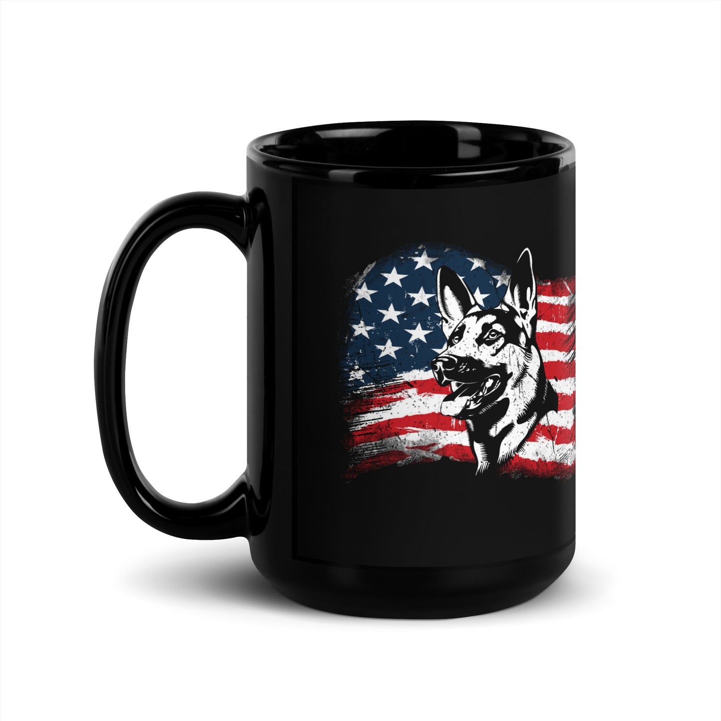 German Shepherd on USA Flag Mug