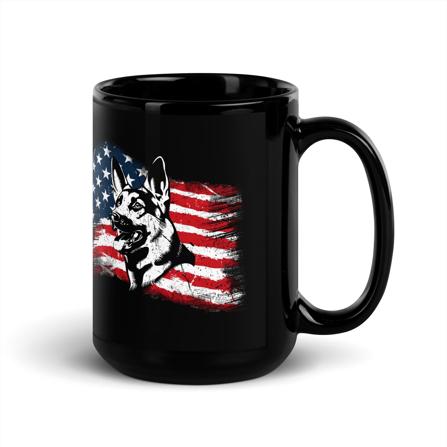 German Shepherd on USA Flag Mug
