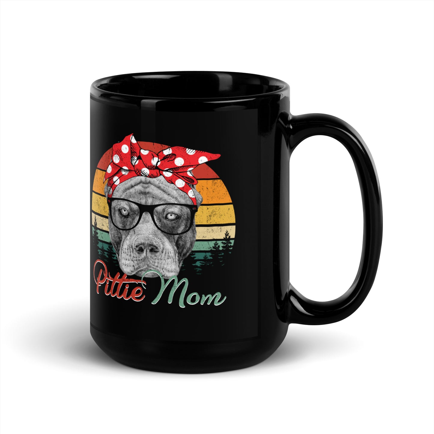 Pittie Dog Mom Black Glossy Mug