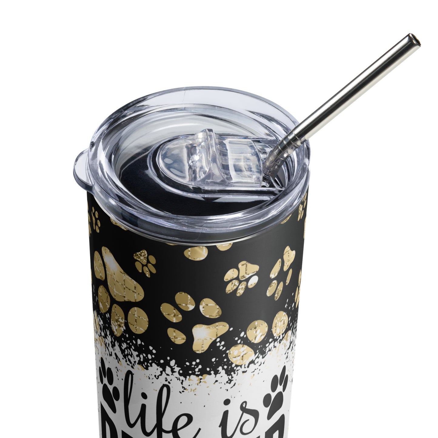 Life is Better with Dogs Golden Paws Stainless Steel Tumbler