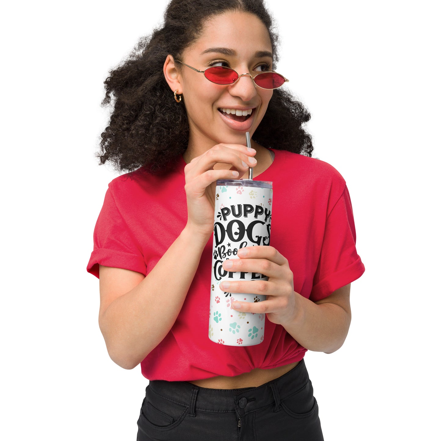 Puppy Dogs Books & Coffee Stainless Steel Tumbler