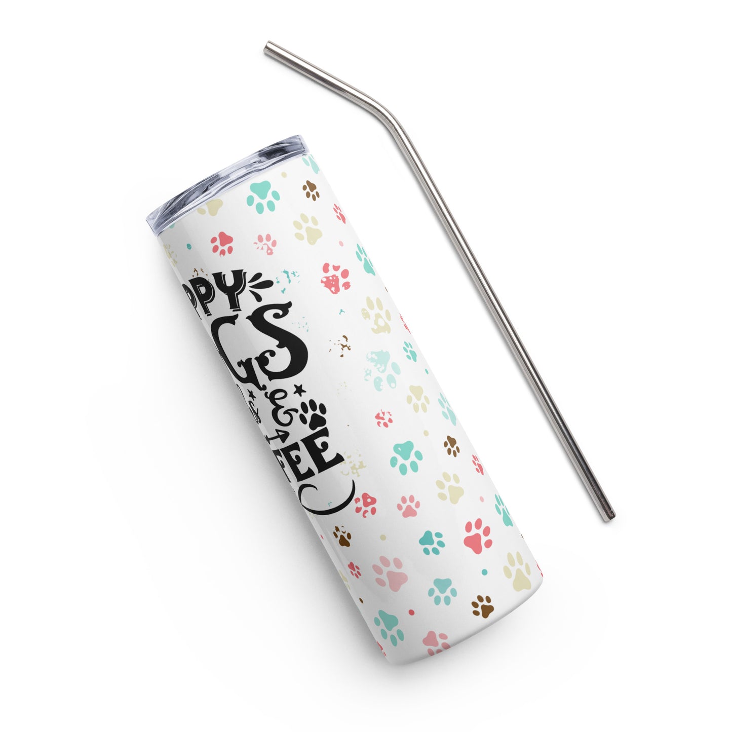 Puppy Dogs Books & Coffee Stainless Steel Tumbler