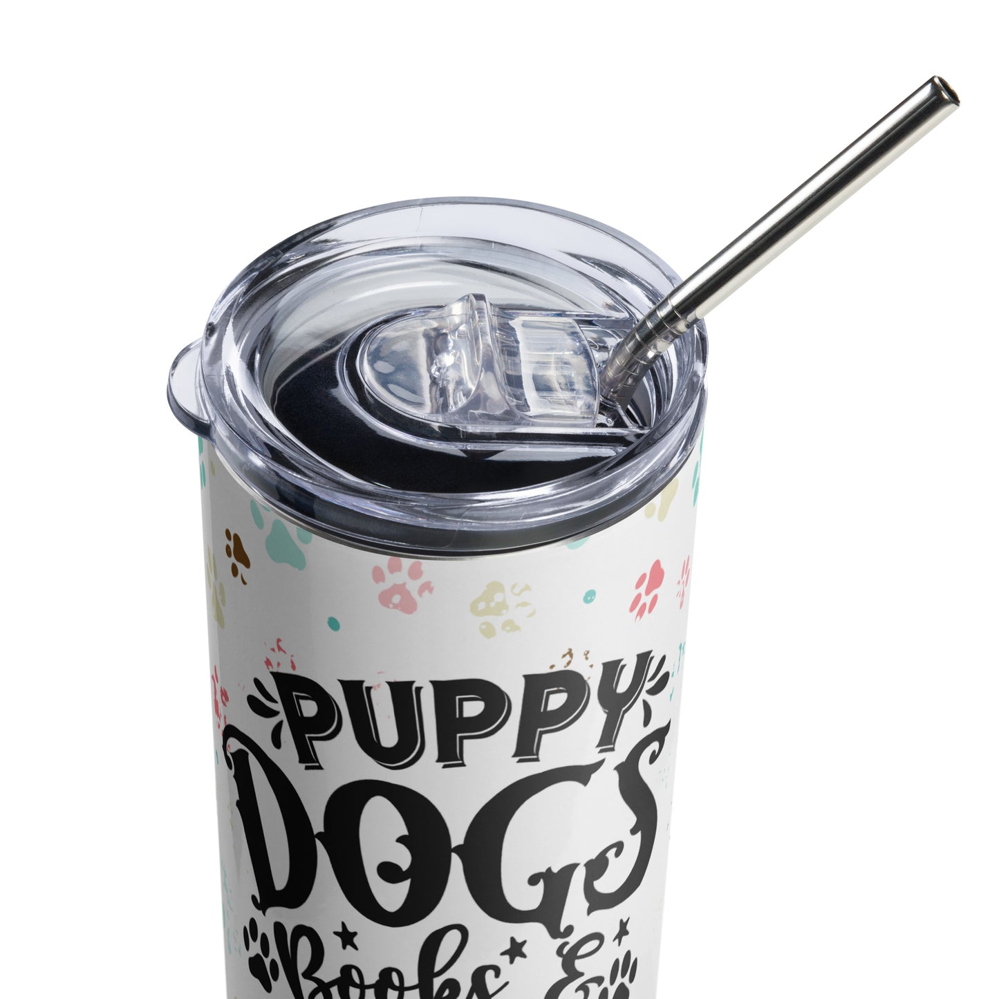 Puppy Dogs Books & Coffee Stainless Steel Tumbler