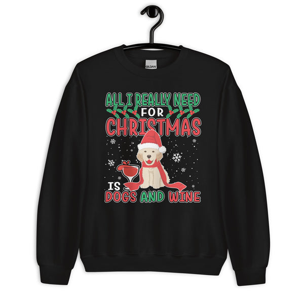 All I Want for Christmas is Dogs And Wine Ugly Christmas Sweatshirt All I Want for Christmas is Dogs And Wine Ugly Christmas Sweatshirt