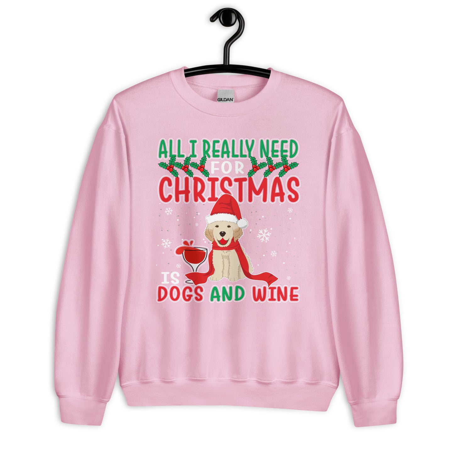 All I Want for Christmas is Dogs And Wine Ugly Christmas Sweatshirt