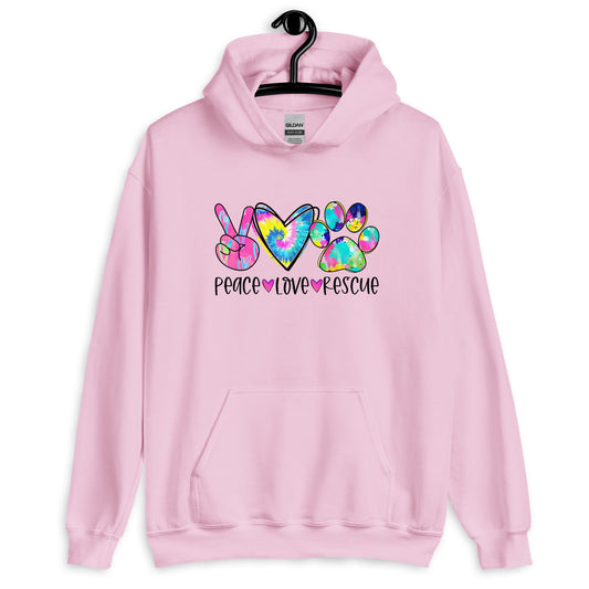 Peace Love Rescue Tie Dye Hoodie