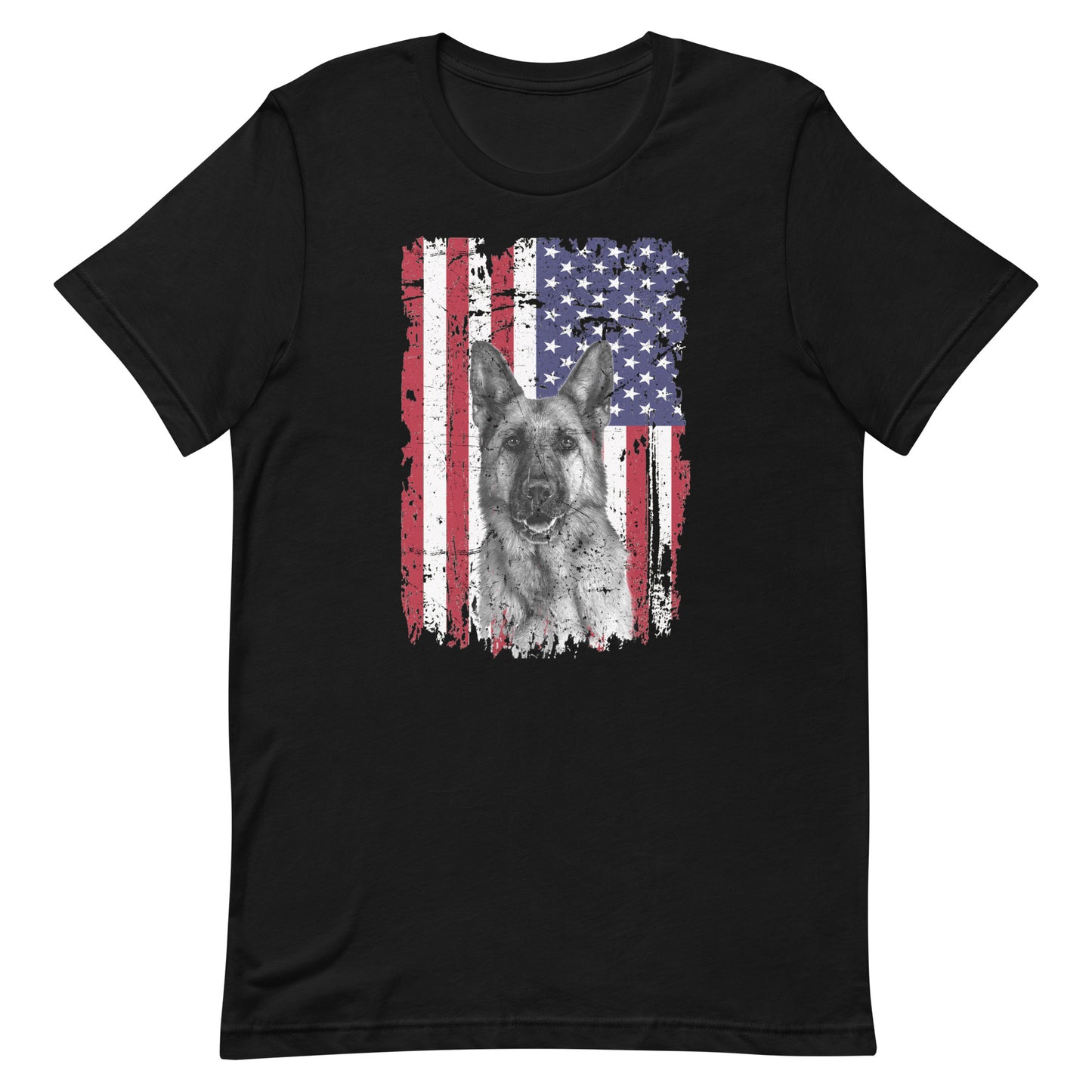 German Shepherd American Flag T-Shirt