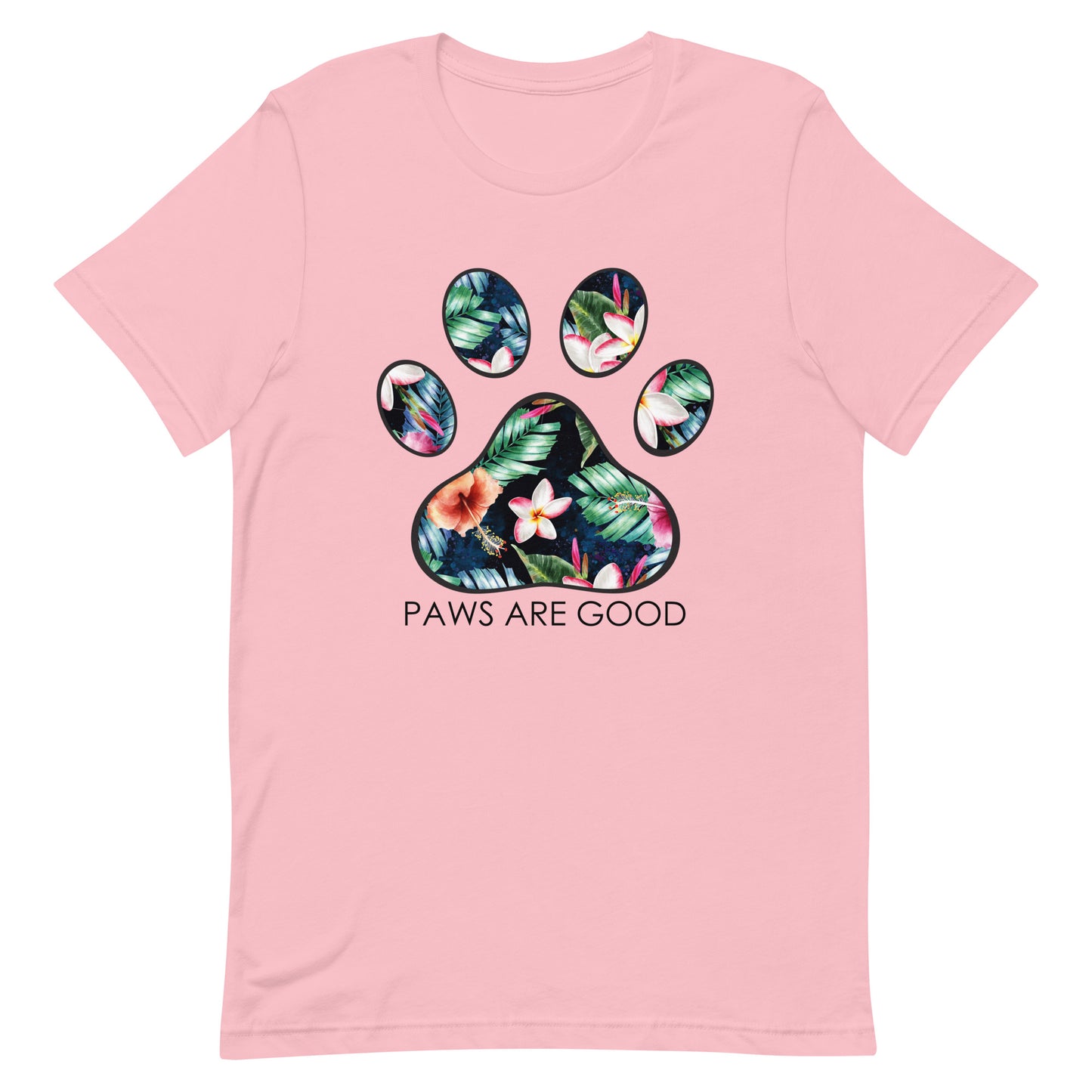 Tropical Paradise Floral Paw Print T-Shirt