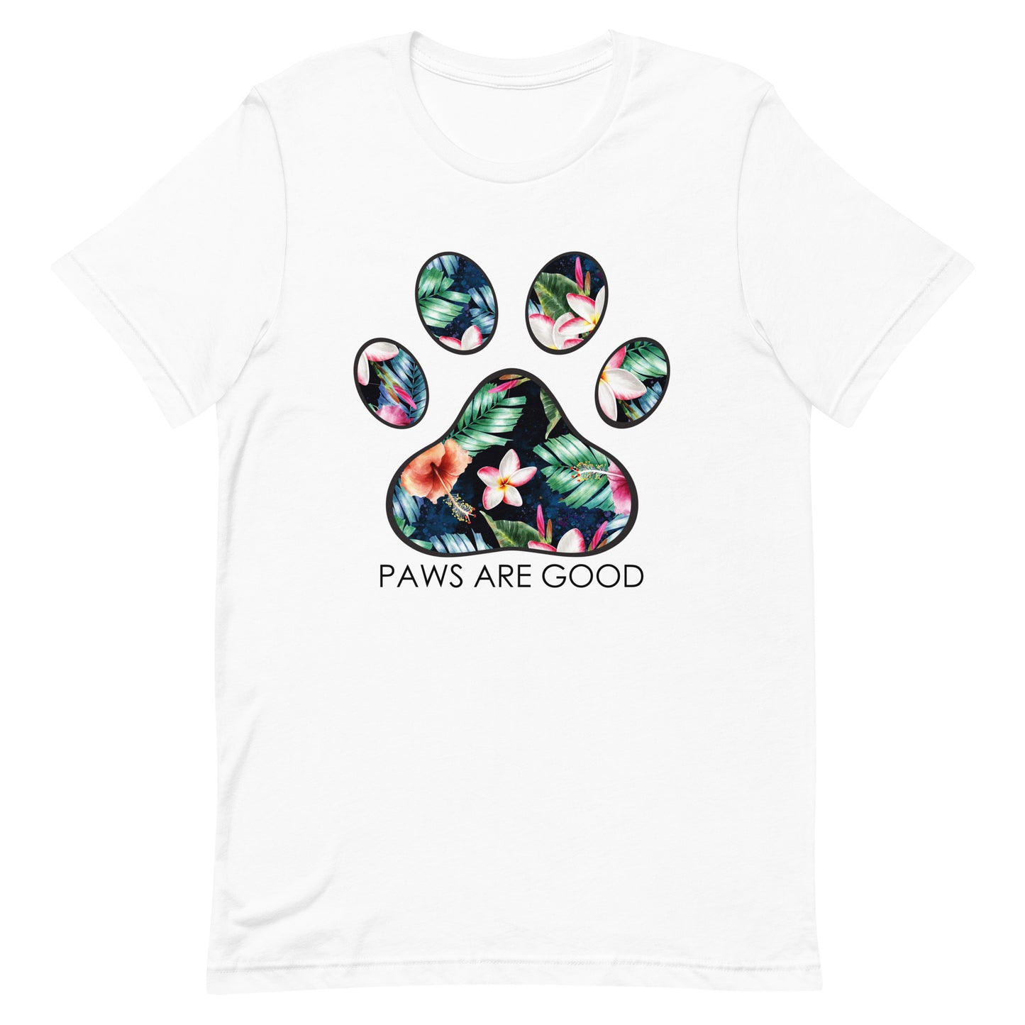 Tropical Paradise Floral Paw Print T-Shirt