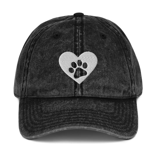 Paw Heart Vintage Baseball Cap