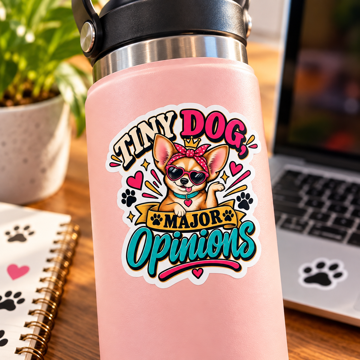 Tiny Dog Major Opinions Funny Chihuahua Dog Sticker