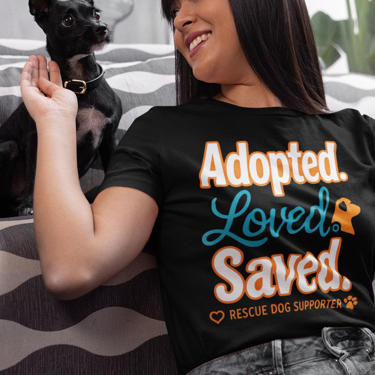 Adopted Loved Saved T-Shirt – Dog Rescue Shirt for Dog Lovers