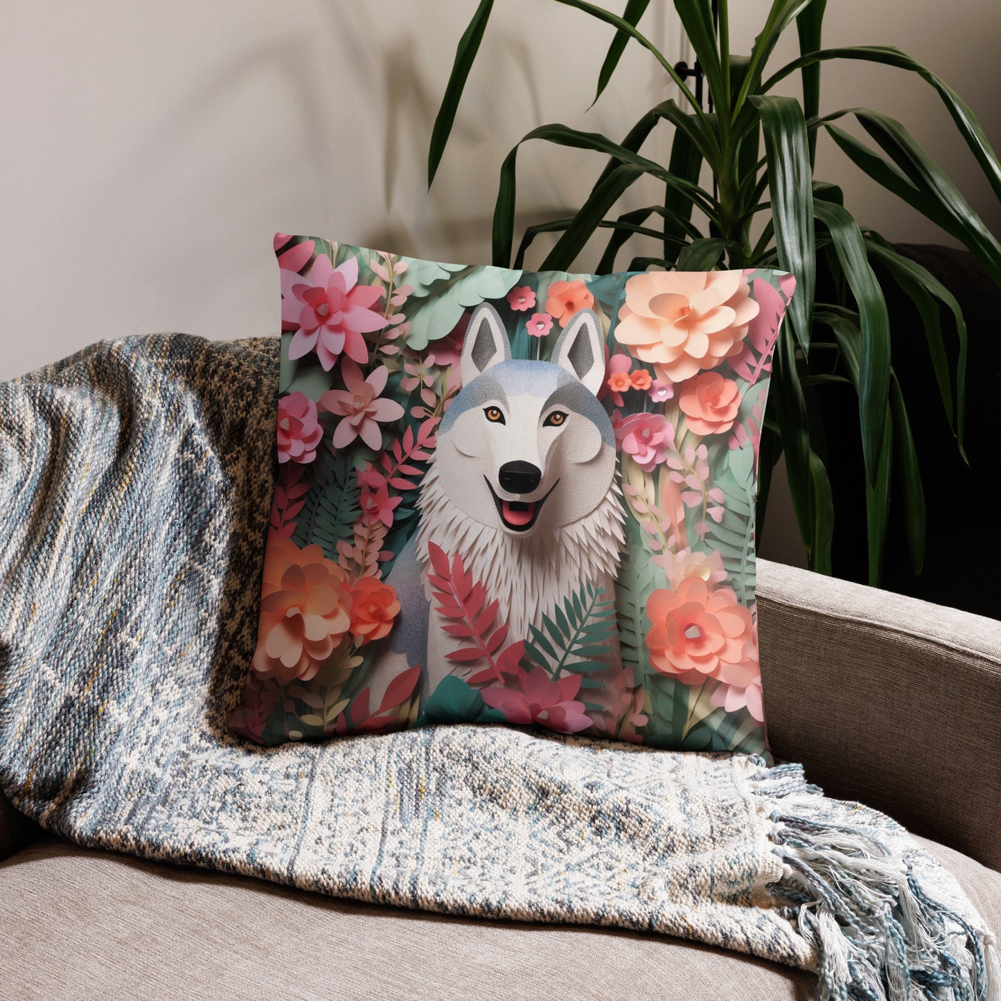 Floral Husky Throw Pillow