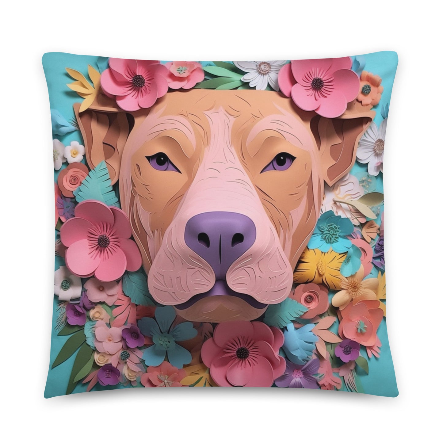 Floral Pitbull Dog Lover Pillow