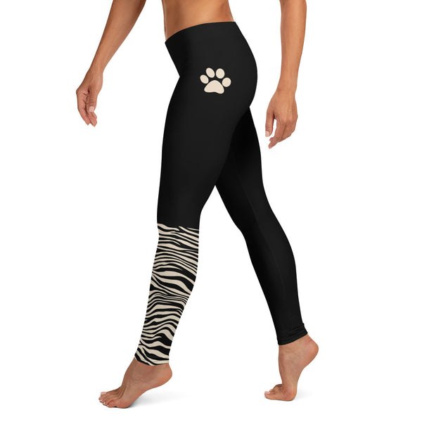 Black Zebra & Paw Print Leggings