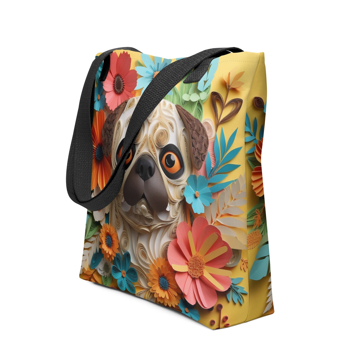 Floral Pug Dog Lovers Tote bag
