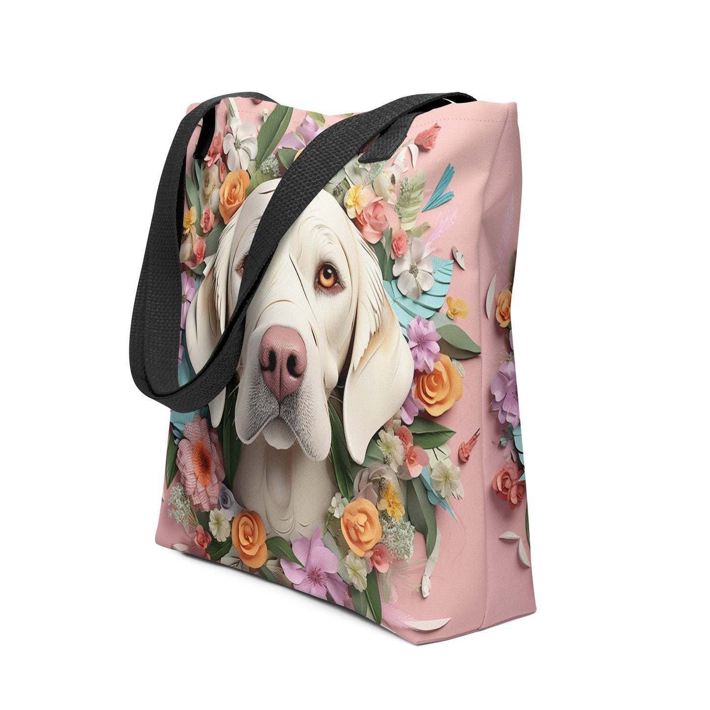 Labrador Floral Print Tote bag