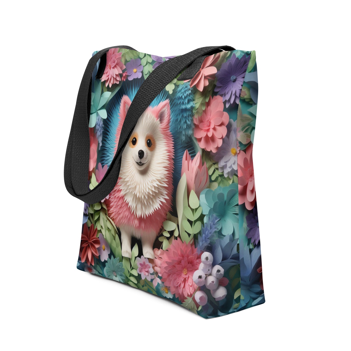 Pomranian Floral Tote bag for Dog Moms